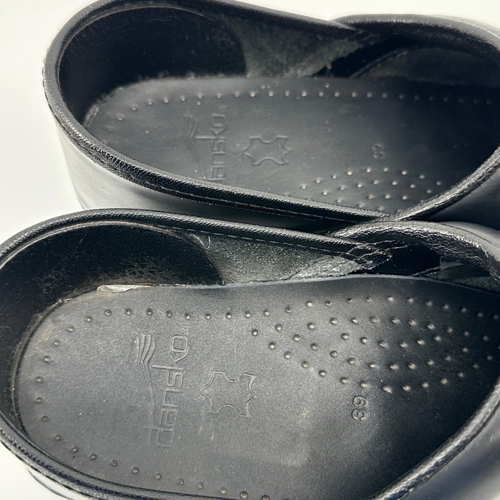 Dansko Professional Clogs Women 39 8.5-9 US Black Leather Solid Comfort Slip On - Picture 8 of 8